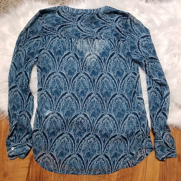 Lucky brand teal swirl design longsleeve blouse - Picture 5 of 5